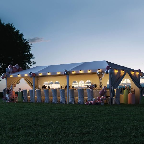 Flamaker Party Tent 10'x30' Outdoor Wedding Canopy Tents for Parties with Removable Sidewalls Heavy Duty Event Booths Waterproof Gazebo Shelter (White) - Image 2
