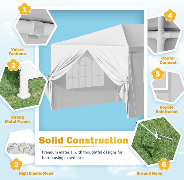 Flamaker Party Tent 10'x30' Outdoor Wedding Canopy Tents for Parties with Removable Sidewalls Heavy Duty Event Booths Waterproof Gazebo Shelter (White) - Image 3