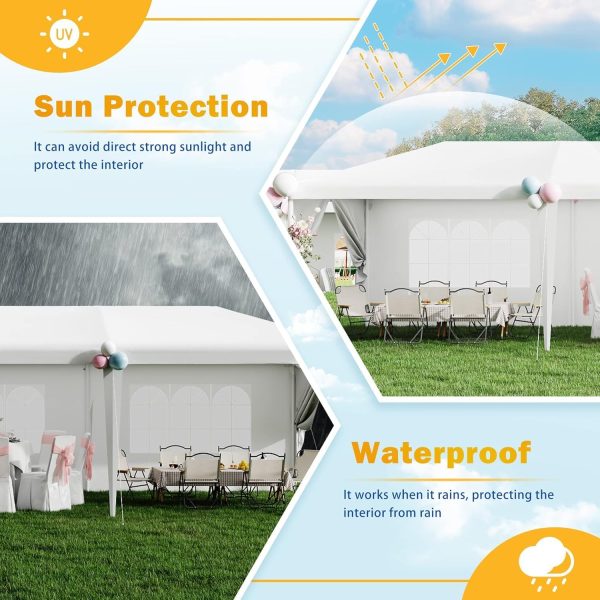 Flamaker Party Tent 10'x30' Outdoor Wedding Canopy Tents for Parties with Removable Sidewalls Heavy Duty Event Booths Waterproof Gazebo Shelter (White) - Image 4