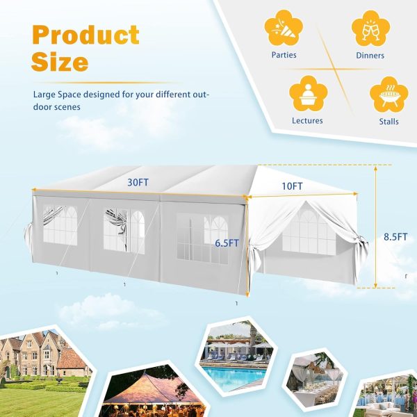 Flamaker Party Tent 10'x30' Outdoor Wedding Canopy Tents for Parties with Removable Sidewalls Heavy Duty Event Booths Waterproof Gazebo Shelter (White) - Image 7