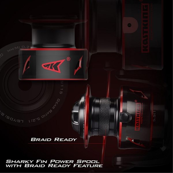KastKing Sharky Baitfeeder III Spinning Reel 10+1 Shielded Stainless Steel BB - Carbon Fiber Drag for Live Liner Bait Fishing Action - Image 5