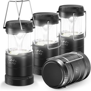LETMY 4 Pack LED Camping Lanterns Battery Powered, 3 Light Modes, Dimmable Lanterns for Power Outages, Collapsible Water Resistant Outdoor Portable Lantern Flashlight for Emergency, Hurricane, Storms