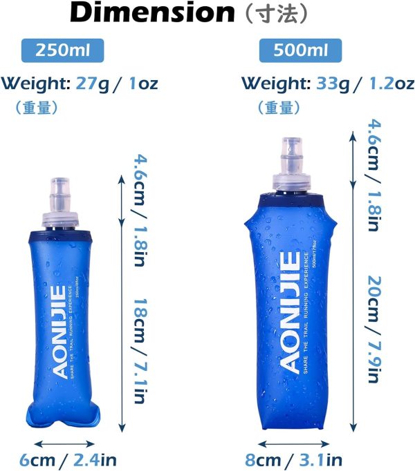 TRIWONDER TPU Soft Folding Water Bottles BPA-Free Collapsible Flask for Hydration Pack - Ideal for Running Hiking Cycling Climbing (250ml/8.45oz - Pack of 2) - Image 2