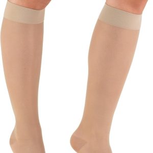 Truform Sheer Compression Stockings, 15-20 mmHg, Women's Knee High Length, 20 Denier, Nude, Medium