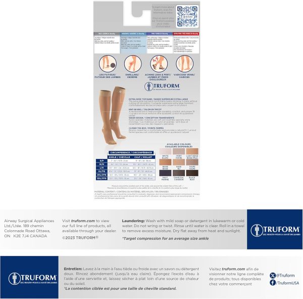 Truform Sheer Compression Stockings, 15-20 mmHg, Women's Knee High Length, 20 Denier, Nude, Medium - Image 4