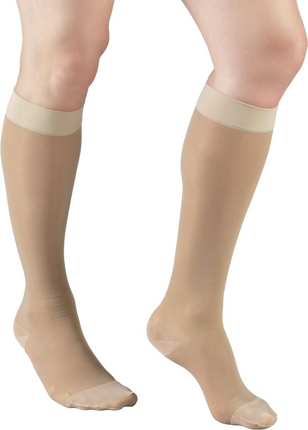 Truform Sheer Compression Stockings, 15-20 mmHg, Women's Knee High Length, 20 Denier, Nude, Medium - Image 5