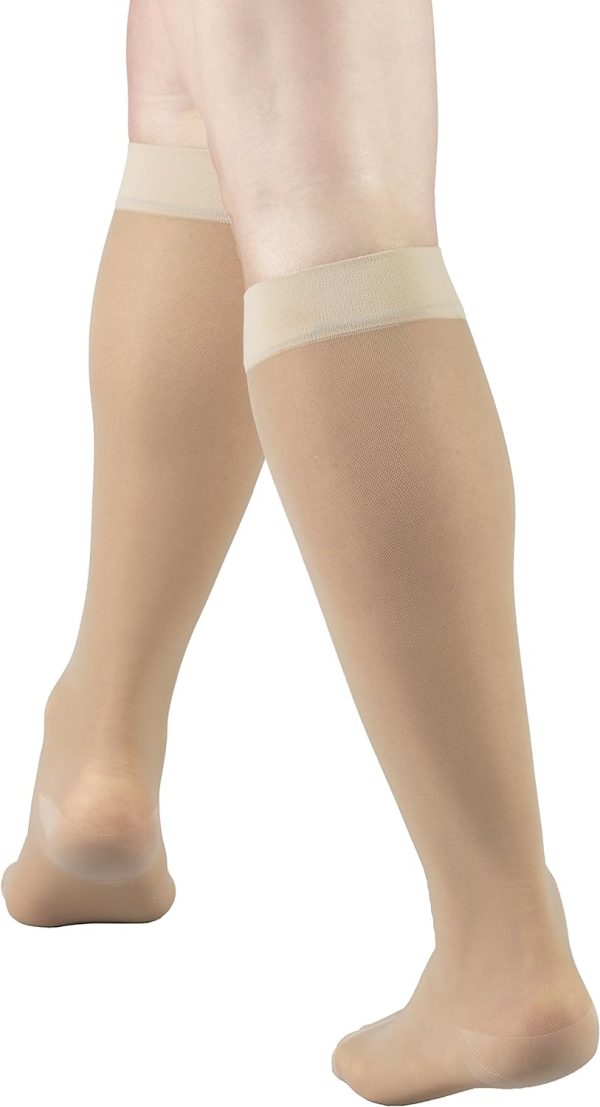 Truform Sheer Compression Stockings, 15-20 mmHg, Women's Knee High Length, 20 Denier, Nude, Medium - Image 6