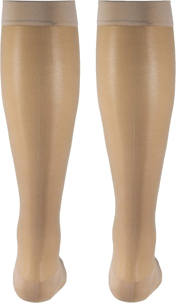 Truform Sheer Compression Stockings, 15-20 mmHg, Women's Knee High Length, 20 Denier, Nude, Medium - Image 7