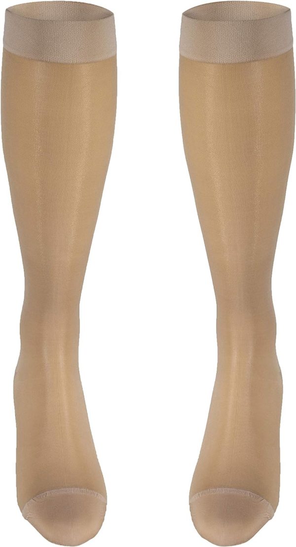 Truform Sheer Compression Stockings, 15-20 mmHg, Women's Knee High Length, 20 Denier, Nude, Medium - Image 8